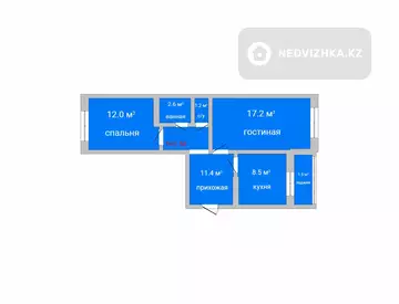 54.4 м², 2-комнатная квартира, этаж 1 из 5, 54 м², изображение - 0