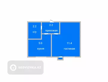 1-комнатная квартира, этаж 5 из 5, 21 м²