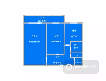 2-комнатная квартира, этаж 3 из 5, 46 м²