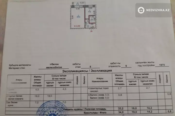 34 м², 1-комнатная квартира, этаж 8 из 9, 34 м², изображение - 1