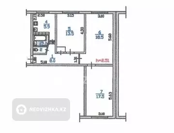 60 м², 3-комнатная квартира, этаж 2 из 4, 60 м², изображение - 0