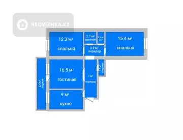 71.1 м², 3-комнатная квартира, этаж 8 из 9, 71 м², изображение - 0