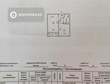 1-комнатная квартира, этаж 5 из 9, 41 м²