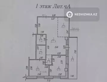 3-комнатная квартира, этаж 1 из 3, 60 м²