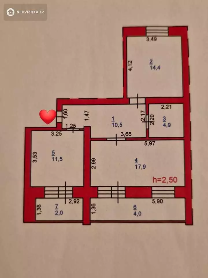 65.2 м², 2-комнатная квартира, этаж 8 из 9, 65 м², изображение - 1