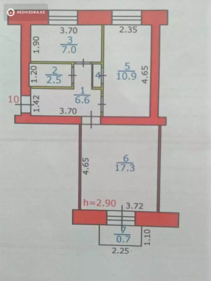 44 м², 2-комнатная квартира, этаж 2 из 3, 44 м², изображение - 1