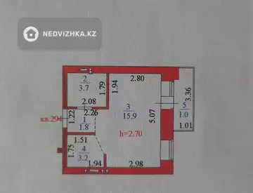 25.6 м², 1-комнатная квартира, этаж 6 из 9, 26 м², изображение - 8