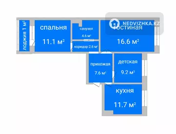 3-комнатная квартира, этаж 4 из 5, 64 м²