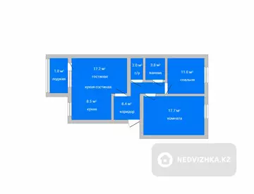 69.6 м², 3-комнатная квартира, этаж 1 из 3, 70 м², изображение - 0