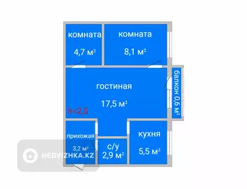 3-комнатная квартира, этаж 5 из 5, 42 м²