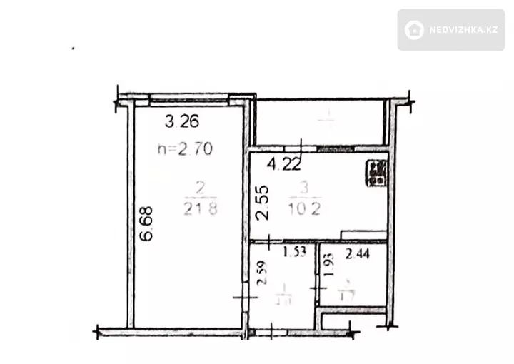 43 м², 1-комнатная квартира, этаж 2 из 9, 43 м², изображение - 1