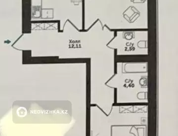 63 м², 2-комнатная квартира, этаж 3 из 9, 63 м², изображение - 8