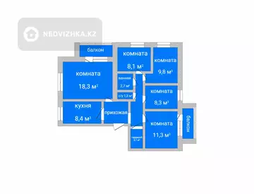 85 м², 5-комнатная квартира, этаж 6 из 6, 85 м², изображение - 0