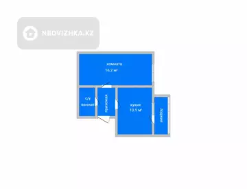 1-комнатная квартира, этаж 1 из 9, 36 м²