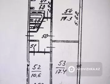 3-комнатная квартира, этаж 1 из 5, 62 м²