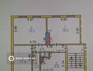 3-комнатная квартира, этаж 1 из 2, 67 м²