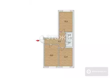 2-комнатная квартира, этаж 5 из 6, 54 м²