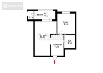 1-комнатная квартира, этаж 6 из 6, 45 м²