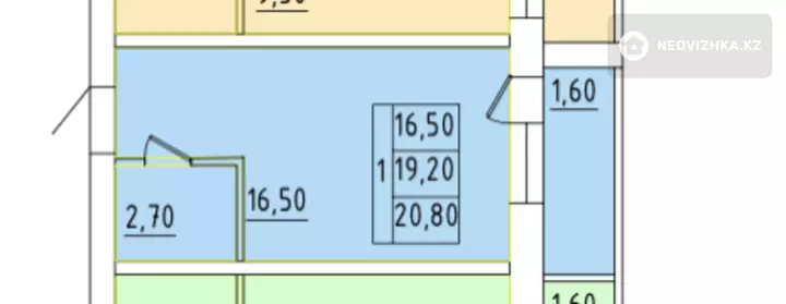 20.8 м², 1-комнатная квартира, этаж 8 из 9, 21 м², изображение - 1