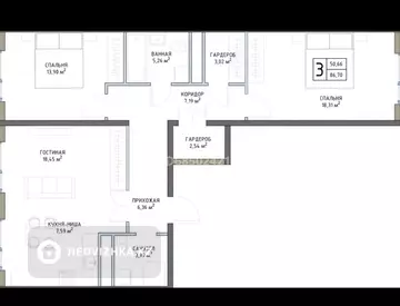 87 м², 3-комнатная квартира, этаж 3 из 9, 87 м², изображение - 3