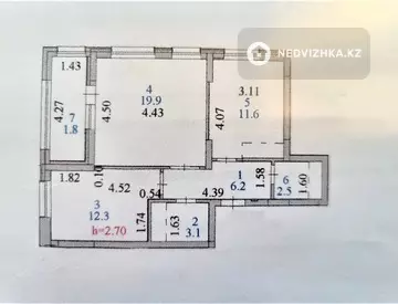 57.4 м², 2-комнатная квартира, этаж 6 из 12, 57 м², изображение - 0