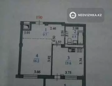 1-комнатная квартира, этаж 10 из 10, 46 м²