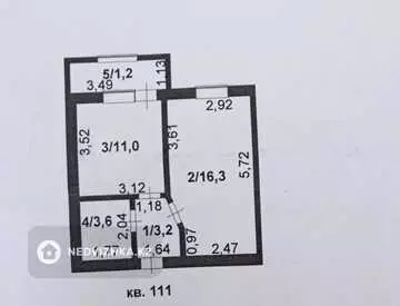 1-комнатная квартира, этаж 11 из 13, 43 м²