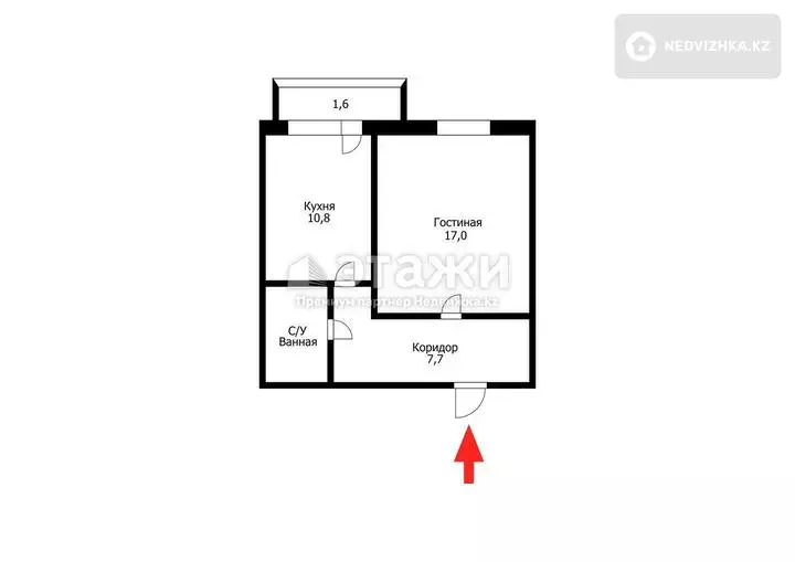 45 м², 1-комнатная квартира, этаж 7 из 9, 45 м², изображение - 1