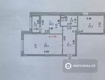 2-комнатная квартира, этаж 7 из 16, 68 м²