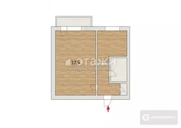 32 м², 1-комнатная квартира, этаж 3 из 5, 32 м², изображение - 3