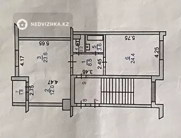 2-комнатная квартира, этаж 3 из 6, 76 м²