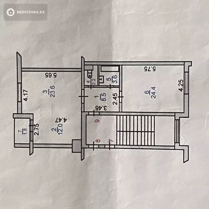 76.1 м², 2-комнатная квартира, этаж 3 из 6, 76 м², изображение - 1