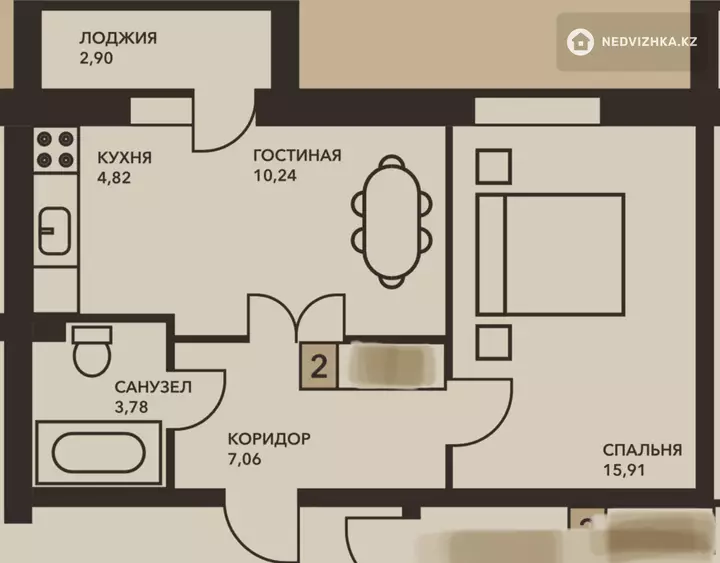 45 м², 2-комнатная квартира, этаж 1 из 10, 45 м², изображение - 1