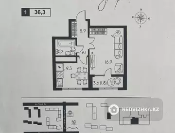 36.3 м², 1-комнатная квартира, этаж 8 из 16, 36 м², изображение - 0