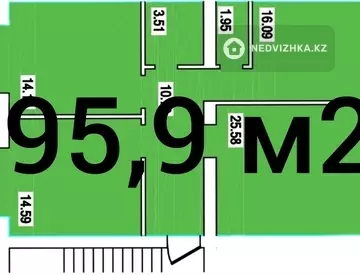 95.9 м², 3-комнатная квартира, этаж 2 из 6, 96 м², изображение - 0