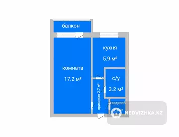 1-комнатная квартира, этаж 3 из 5, 31 м²