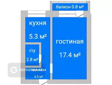 30.8 м², 1-комнатная квартира, этаж 5 из 5, 31 м², изображение - 0