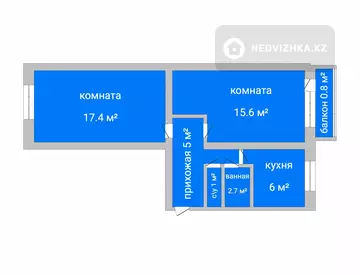 48.5 м², 2-комнатная квартира, этаж 5 из 5, 48 м², изображение - 0