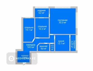 3-комнатная квартира, этаж 7 из 7, 102 м²