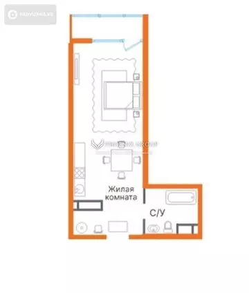 1-комнатная квартира, этаж 10 из 10, 32 м²