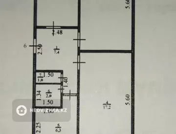 3-комнатная квартира, этаж 2 из 5, 64 м²