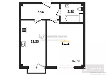 41 м², 1-комнатная квартира, этаж 5 из 5, 41 м², изображение - 6