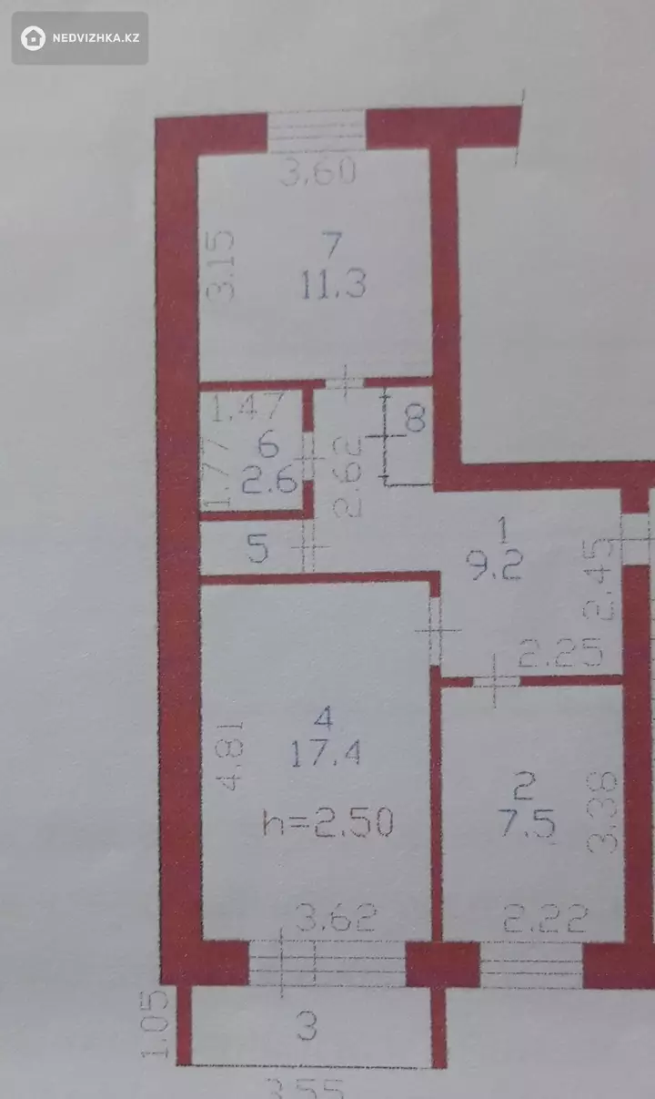 50.2 м², 2-комнатная квартира, этаж 2 из 5, 50 м², изображение - 1