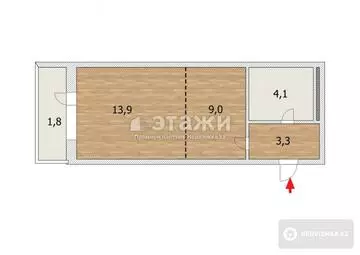 53.8 м², 1-комнатная квартира, этаж 18 из 19, 54 м², изображение - 4
