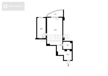 60 м², 2-комнатная квартира, этаж 5 из 14, 60 м², изображение - 1