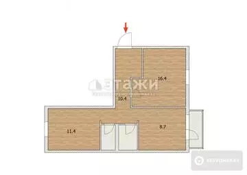 52.9 м², 2-комнатная квартира, этаж 6 из 9, 53 м², изображение - 14