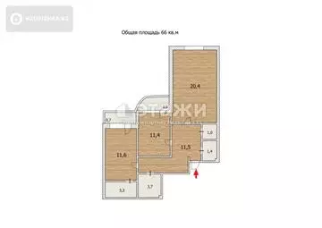 59.6 м², 2-комнатная квартира, этаж 19 из 22, 60 м², изображение - 7