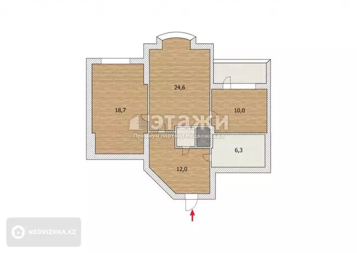 75 м², 2-комнатная квартира, этаж 4 из 18, 75 м², изображение - 1