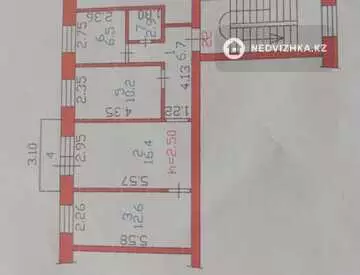 3-комнатная квартира, этаж 2 из 4, 56 м²