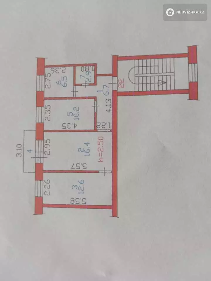 56 м², 3-комнатная квартира, этаж 2 из 4, 56 м², изображение - 1